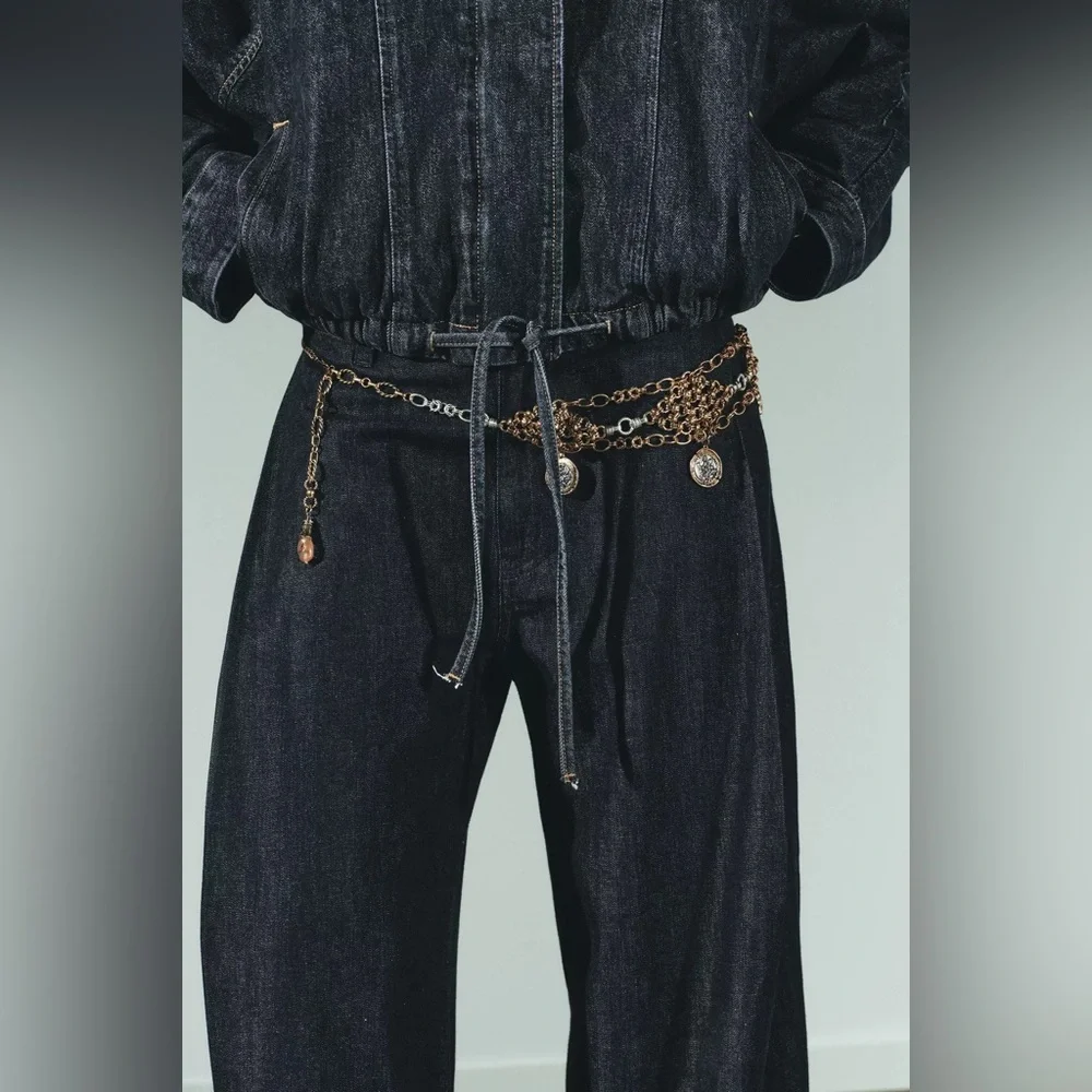 Zara RHOMBUS MEDALLION Gold Silver METAL BELT